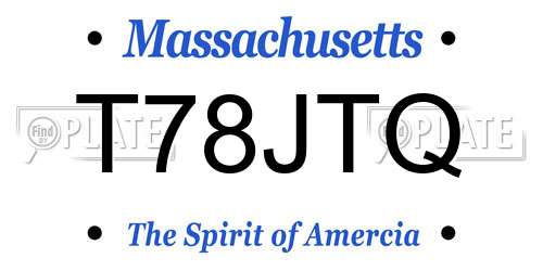 T78JTQ Massachusetts License Plate