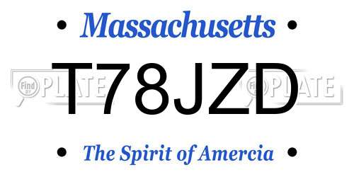 T78JZD Massachusetts License Plate
