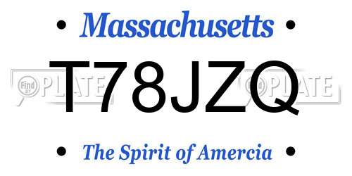 T78JZQ Massachusetts License Plate