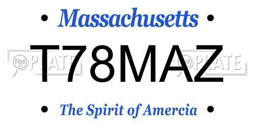 T78MAZ Massachusetts License Plate