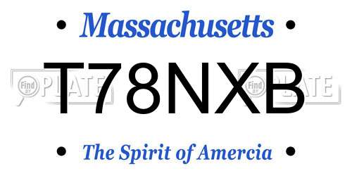 T78NXB Massachusetts License Plate