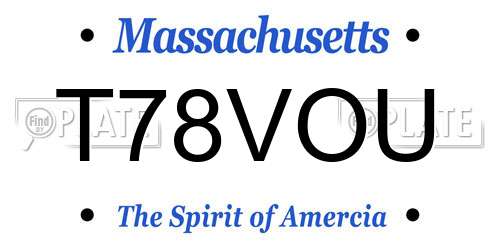 T78VOU Massachusetts License Plate