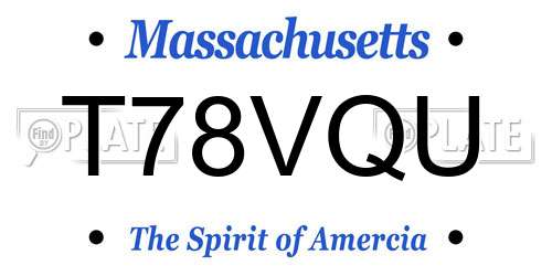 T78VQU Massachusetts License Plate