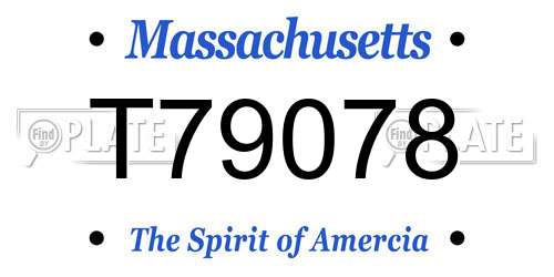 T79078 Massachusetts License Plate