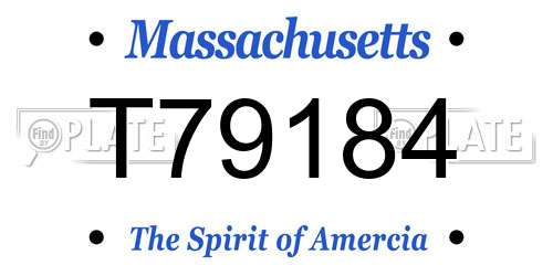 T79184 Massachusetts License Plate