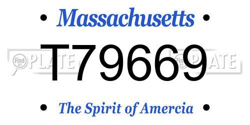 T79669 Massachusetts License Plate