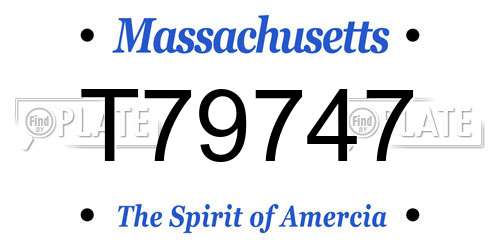 T79747 Massachusetts License Plate