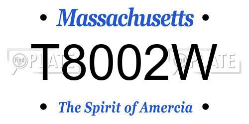 T8002W Massachusetts License Plate
