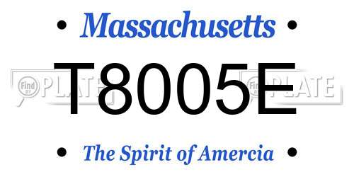 T8005E Massachusetts License Plate