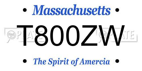 T800ZW Massachusetts License Plate