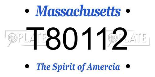 T80112 Massachusetts License Plate