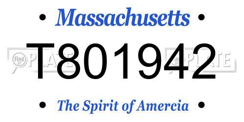 T801942 Massachusetts License Plate