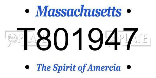 T801947 Massachusetts License Plate