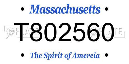 T802560 Massachusetts License Plate