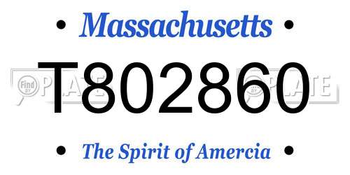 T802860 Massachusetts License Plate