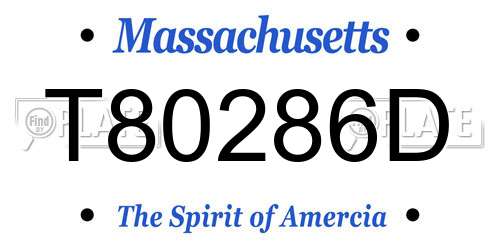 T80286D Massachusetts License Plate