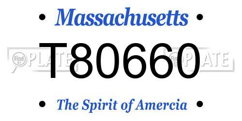 T80660 Massachusetts License Plate