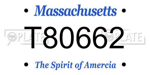 T80662 Massachusetts License Plate