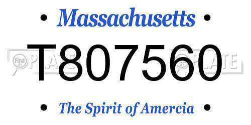 T807560 Massachusetts License Plate