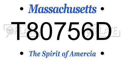 T80756D Massachusetts License Plate