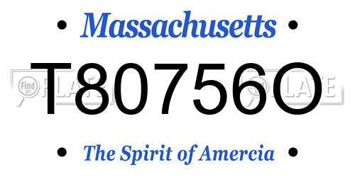 T80756O Massachusetts License Plate