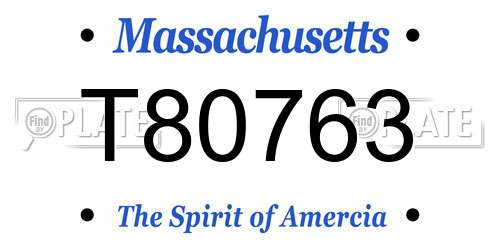 T80763 Massachusetts License Plate