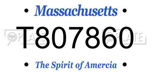 T807860 Massachusetts License Plate