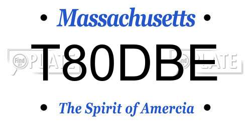 T80DBE Massachusetts License Plate