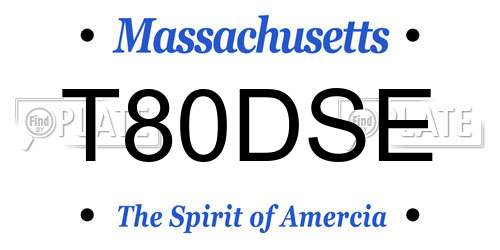 T80DSE Massachusetts License Plate