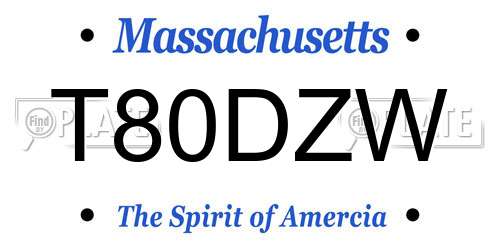 T80DZW Massachusetts License Plate