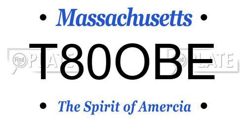 T80OBE Massachusetts License Plate