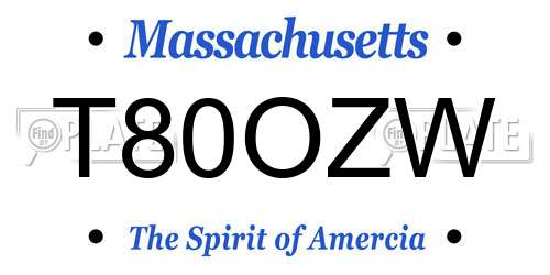 T80OZW Massachusetts License Plate