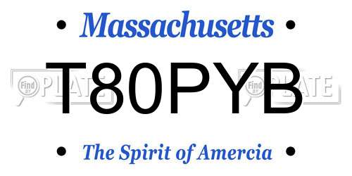 T80PYB Massachusetts License Plate