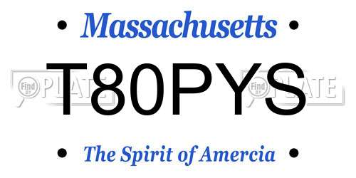 T80PYS Massachusetts License Plate