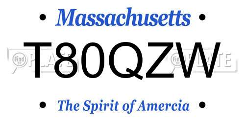 T80QZW Massachusetts License Plate