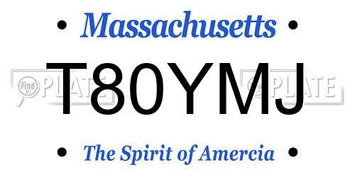 T80YMJ Massachusetts License Plate