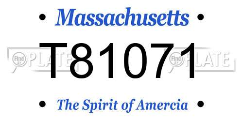 T81071 Massachusetts License Plate