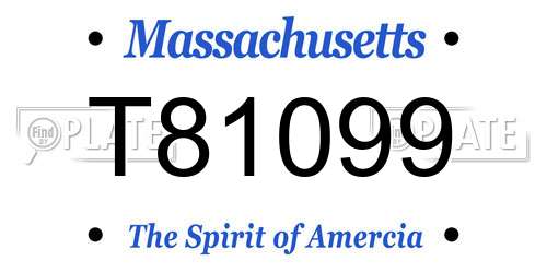 T81099 Massachusetts License Plate