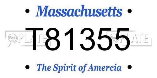 T81355 Massachusetts License Plate