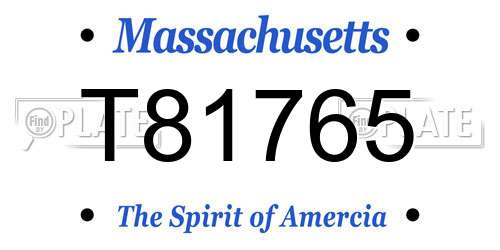 T81765 Massachusetts License Plate