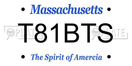 T81BTS Massachusetts License Plate