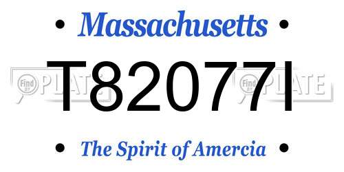 T82077I Massachusetts License Plate
