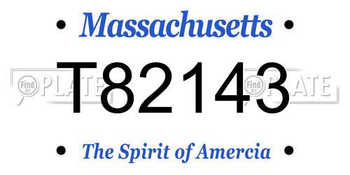 T82143 Massachusetts License Plate