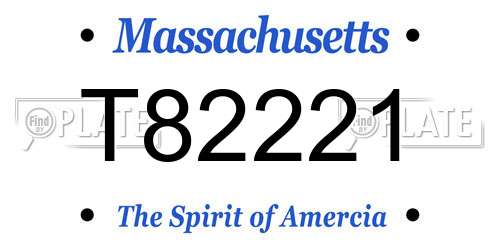 T82221 Massachusetts License Plate