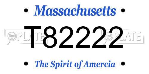 T82222 Massachusetts License Plate