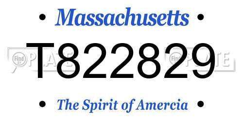 T822829 Massachusetts License Plate