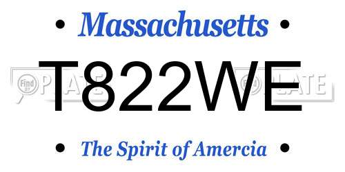 T822WE Massachusetts License Plate