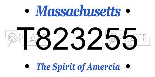T823255 Massachusetts License Plate