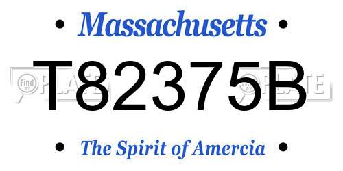 T82375B Massachusetts License Plate