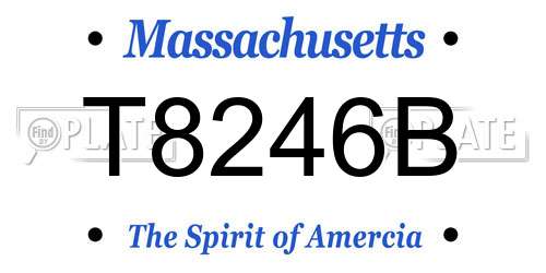 T8246B Massachusetts License Plate